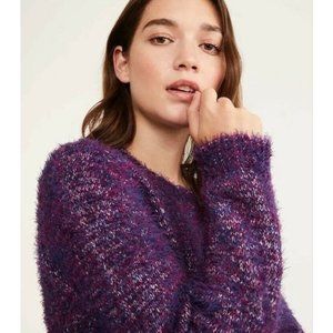 LOFT Lou & Grey Purple Eyelash Fuzzy Sweater S
